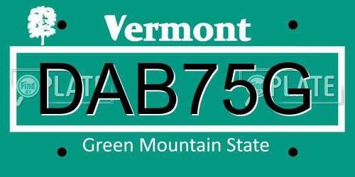 DAB75G Vermont License Plate