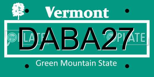 DABA27 Vermont License Plate
