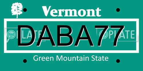 DABA77 Vermont License Plate