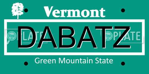 DABATZ Vermont License Plate