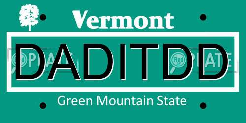 DADITDD Vermont License Plate