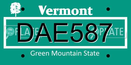 DAE587 Vermont License Plate