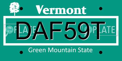 DAF59T Vermont License Plate