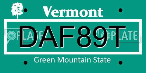 DAF89T Vermont License Plate