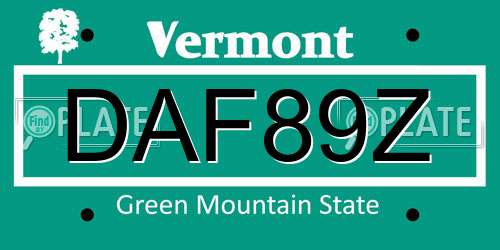 DAF89Z Vermont License Plate