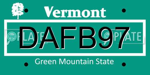 DAFB97 Vermont License Plate