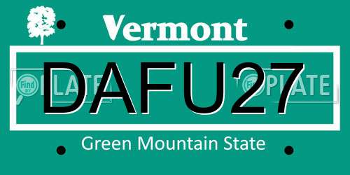 DAFU27 Vermont License Plate