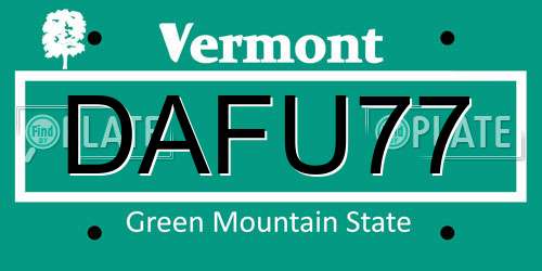 DAFU77 Vermont License Plate