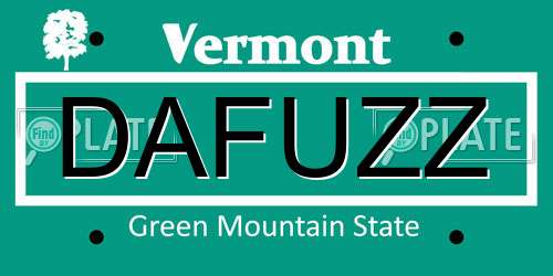 DAFUZZ Vermont License Plate