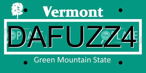 DAFUZZ4 Vermont License Plate