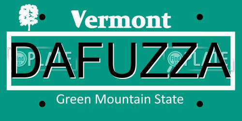 DAFUZZA Vermont License Plate
