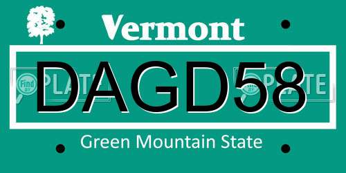 DAGD58 Vermont License Plate