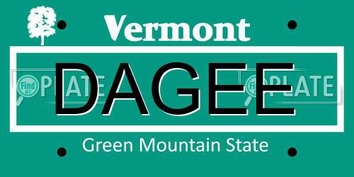 DAGEE Vermont License Plate