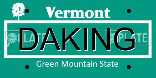 DAKING Vermont License Plate