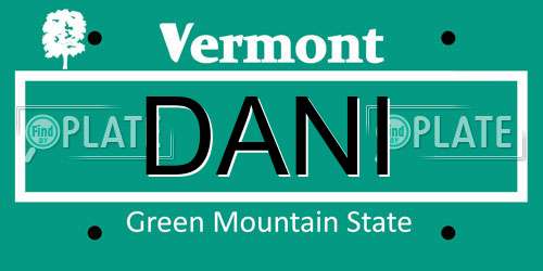 DANI Vermont License Plate