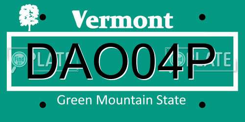 DAO04P Vermont License Plate
