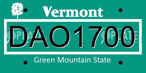 DAO1700 Vermont License Plate