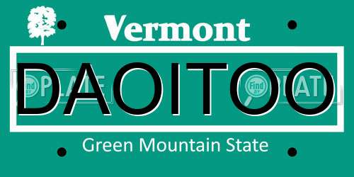 DAOITOO Vermont License Plate