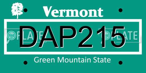 DAP215 Vermont License Plate