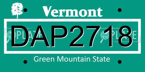 DAP2718 Vermont License Plate