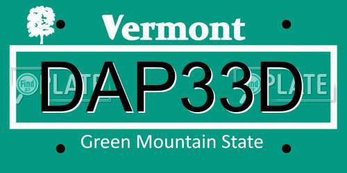 DAP33D Vermont License Plate