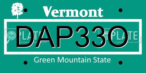 DAP33O Vermont License Plate
