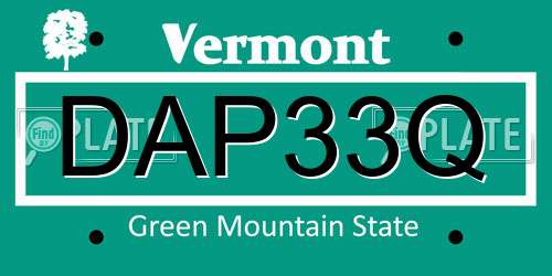 DAP33Q Vermont License Plate