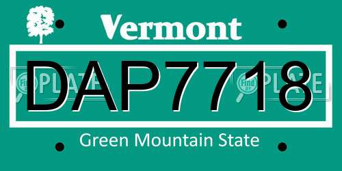 DAP7718 Vermont License Plate