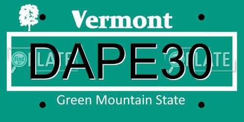 DAPE30 Vermont License Plate
