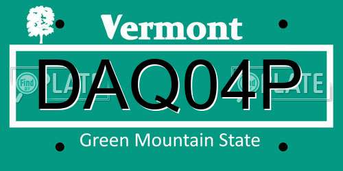 DAQ04P Vermont License Plate