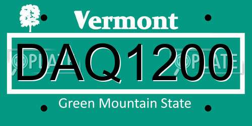 DAQ1200 Vermont License Plate