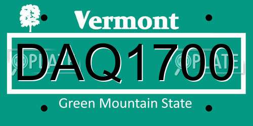 DAQ1700 Vermont License Plate