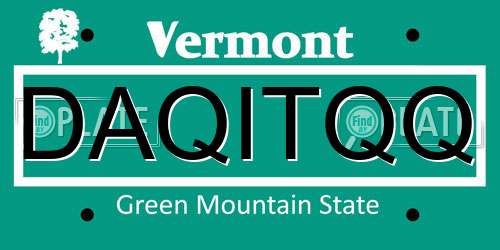 DAQITQQ Vermont License Plate