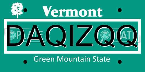 DAQIZQQ Vermont License Plate
