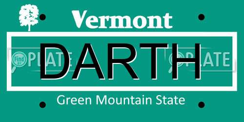 DARTH Vermont License Plate