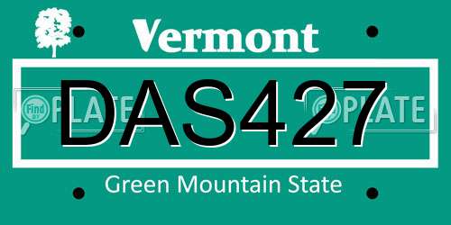DAS427 Vermont License Plate