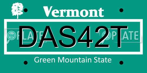 DAS42T Vermont License Plate