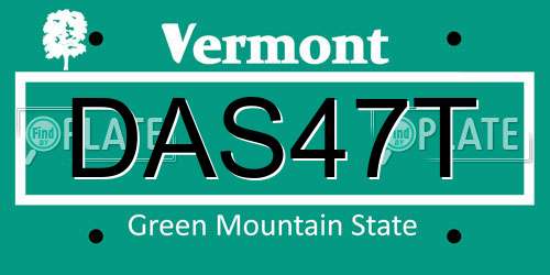 DAS47T Vermont License Plate