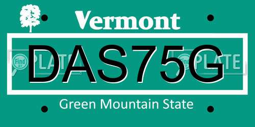 DAS75G Vermont License Plate