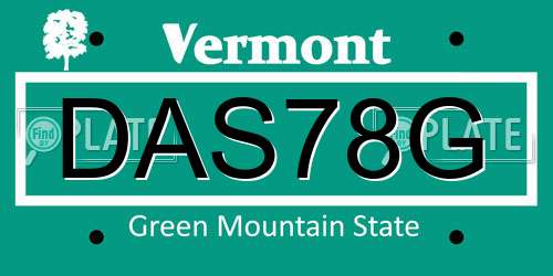 DAS78G Vermont License Plate