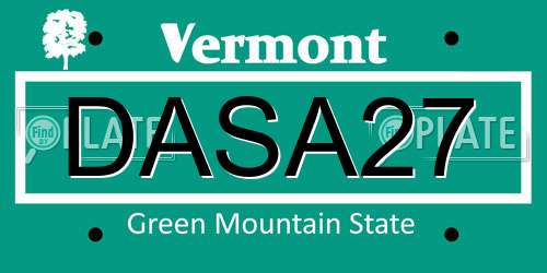 DASA27 Vermont License Plate