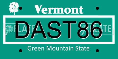 DAST86 Vermont License Plate