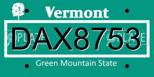 DAX8753 Vermont License Plate
