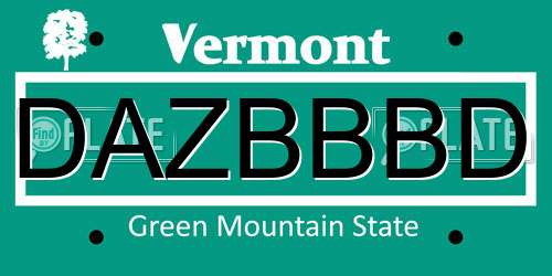 DAZBBBD Vermont License Plate
