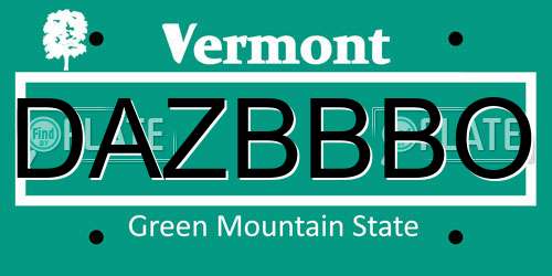 DAZBBBO Vermont License Plate