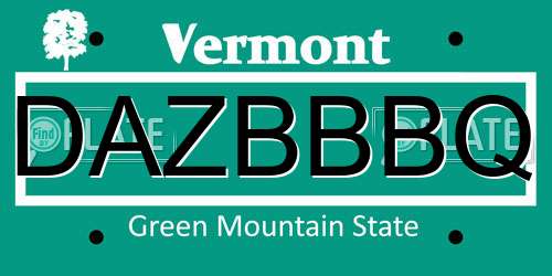 DAZBBBQ Vermont License Plate
