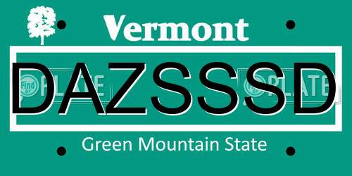 DAZSSSD Vermont License Plate