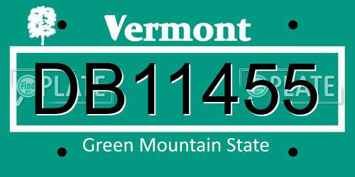 DB11455 Vermont License Plate