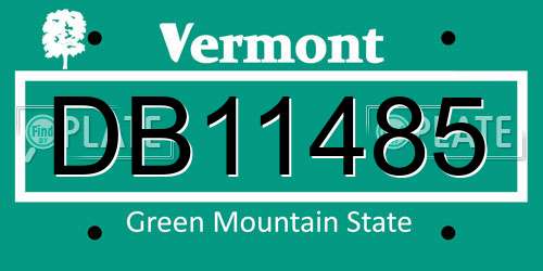 DB11485 Vermont License Plate
