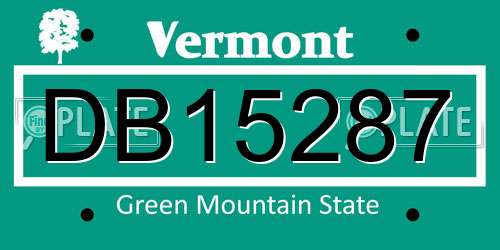 DB15287 Vermont License Plate